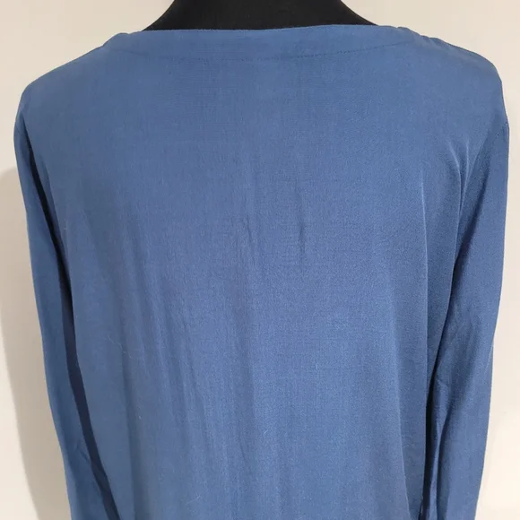 Lole Women's Rayon Long Sleeve Button-Up Belted Tunic Dress Medium Blue Casual - Picture 7 of 9